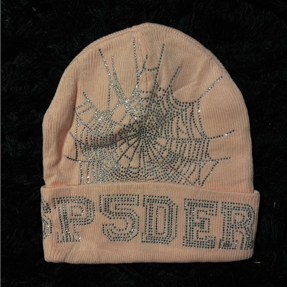 Spyder Peach Beanie with Silver Design